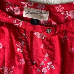 Universal Thread Red Cotton Floral Top